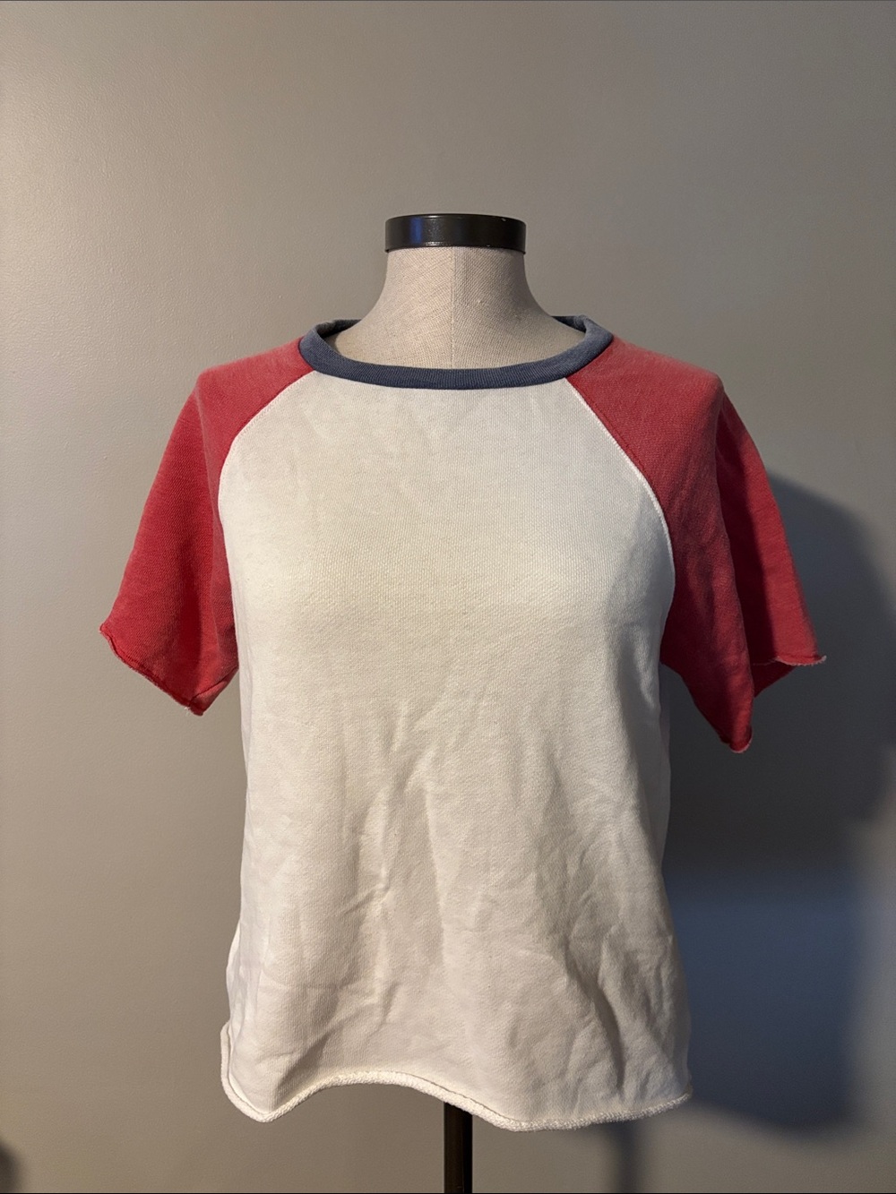 American Eagle Outfitters White Body with Red Raglan Sleeves Tee